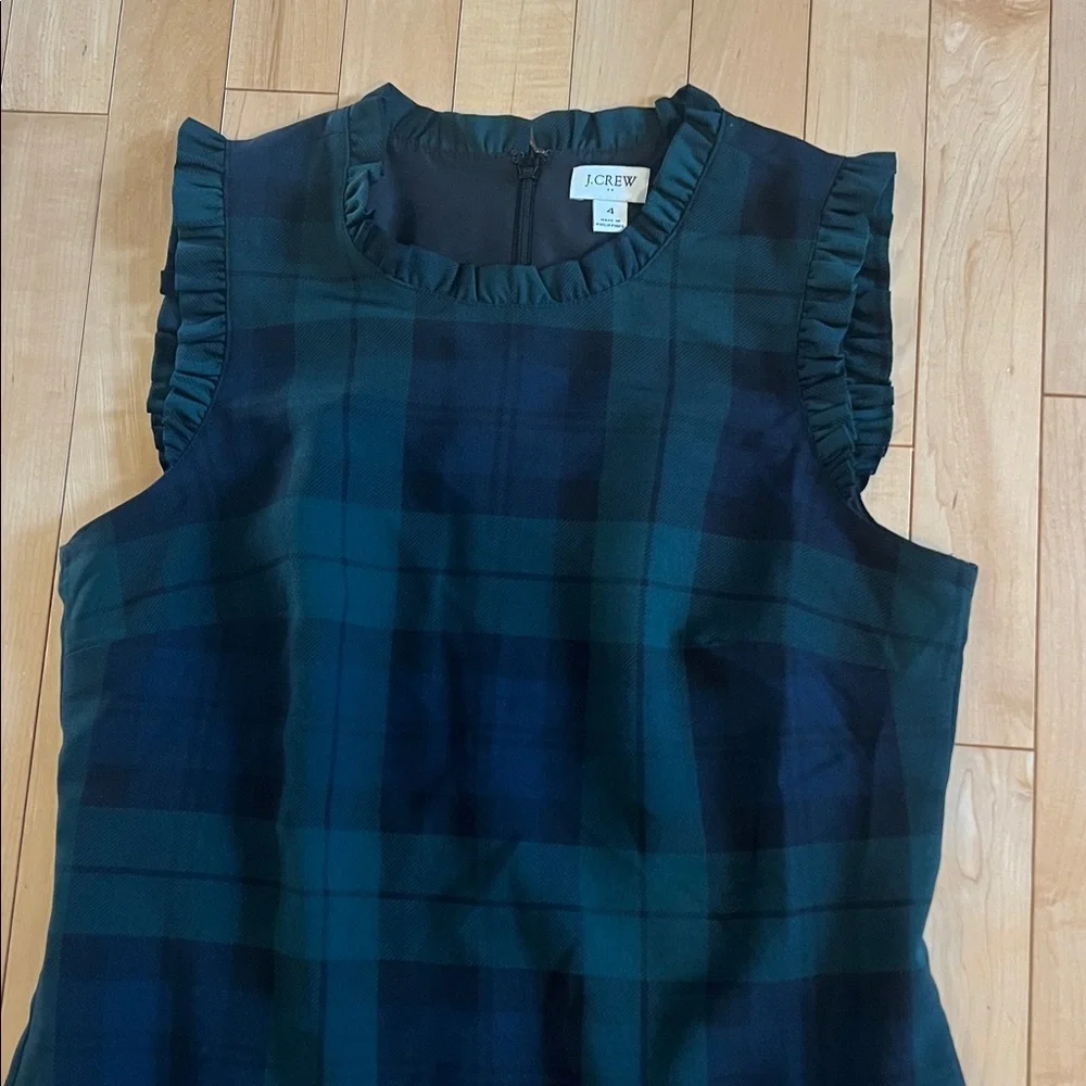 J. Crew Dark Plaid Sleeveless Dress Size 4 - Picture 4 of 5